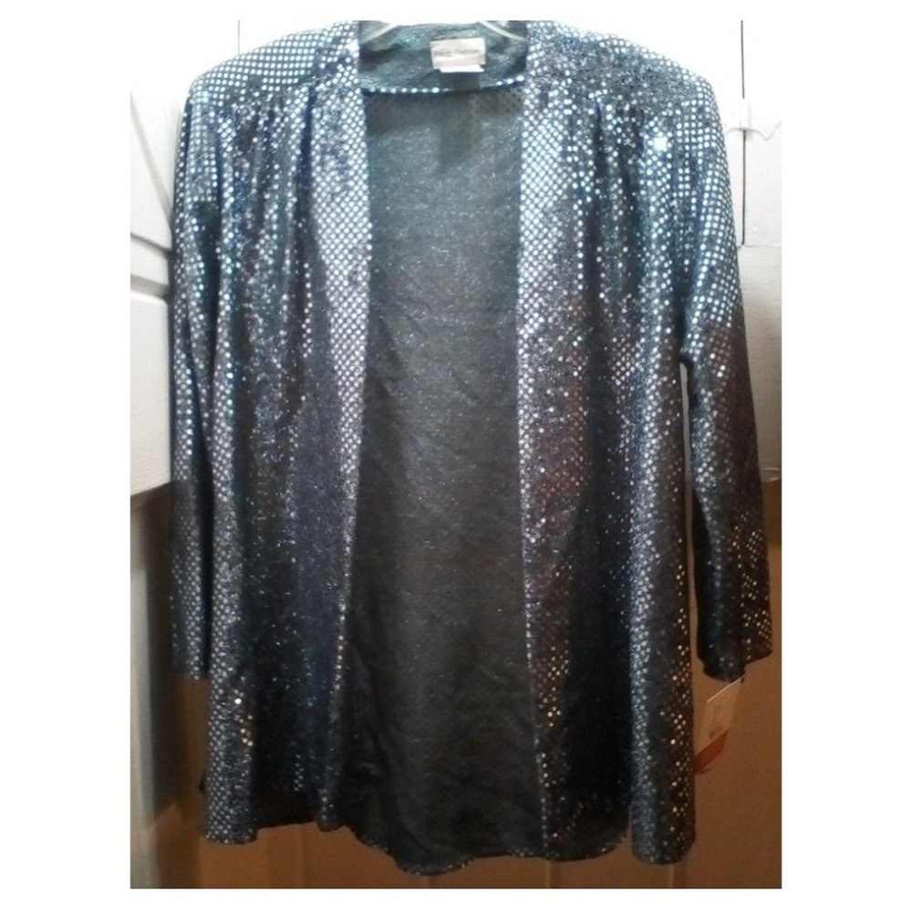 Shimmer Silver Retro Disco Blue Grey Jacket Mirror